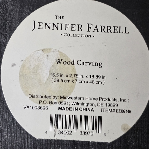 Jennifer Farrell 15"x19" wood carving decorative mantle decoration accent decor - Picture 2 of 4